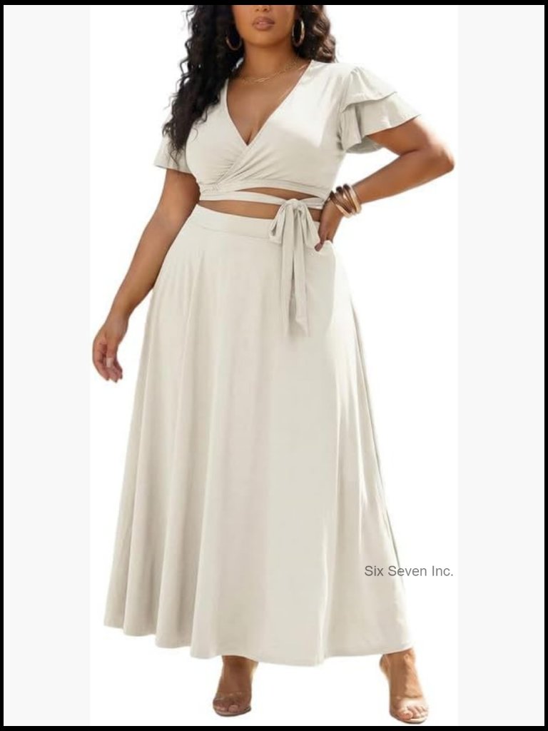 Plus Size 2 Piece Skirt Set For Women Summer Casual Travel Matching Lounge
